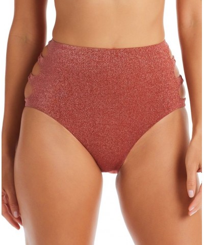 Women's Shimmering Cut-Out High Rise Bikini Bottoms Sienna $25.52 Swimsuits