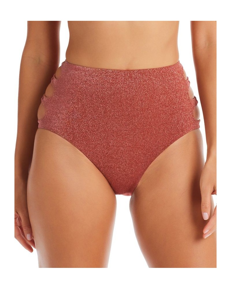 Women's Shimmering Cut-Out High Rise Bikini Bottoms Sienna $25.52 Swimsuits