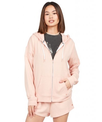 Juniors' Lived In Lounge Zip-Up Fleece Hazey Pink $38.25 Sweatshirts