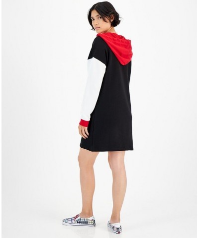 Women's Colorblocked Dropped-Shoulder Hoodie Dress Black $22.96 Dresses