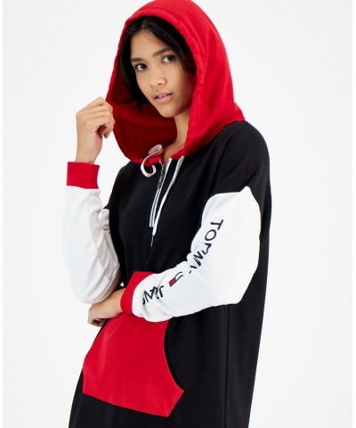 Women's Colorblocked Dropped-Shoulder Hoodie Dress Black $22.96 Dresses