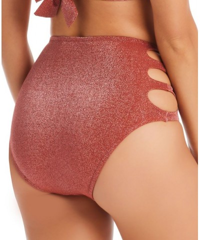 Women's Shimmering Cut-Out High Rise Bikini Bottoms Sienna $25.52 Swimsuits