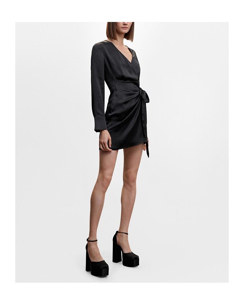 Women's Satin Tie Dress Black $45.00 Dresses