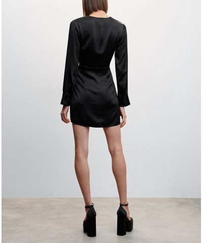 Women's Satin Tie Dress Black $45.00 Dresses