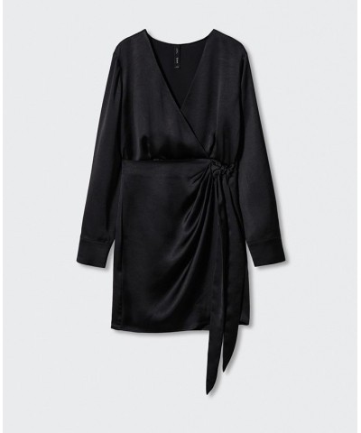 Women's Satin Tie Dress Black $45.00 Dresses