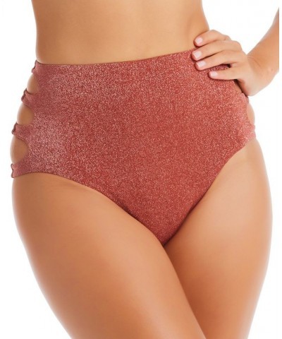 Women's Shimmering Cut-Out High Rise Bikini Bottoms Sienna $25.52 Swimsuits