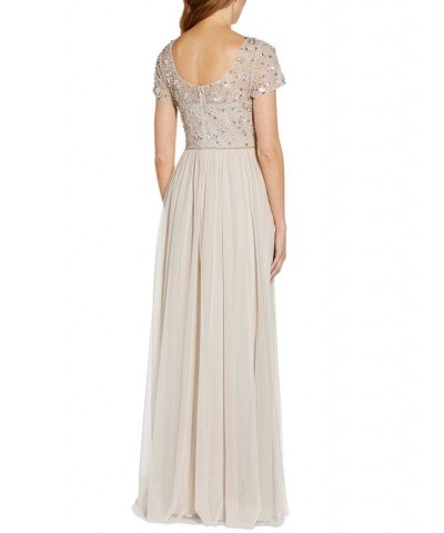 Beaded Chiffon Gown Tan/Beige $98.42 Jackets