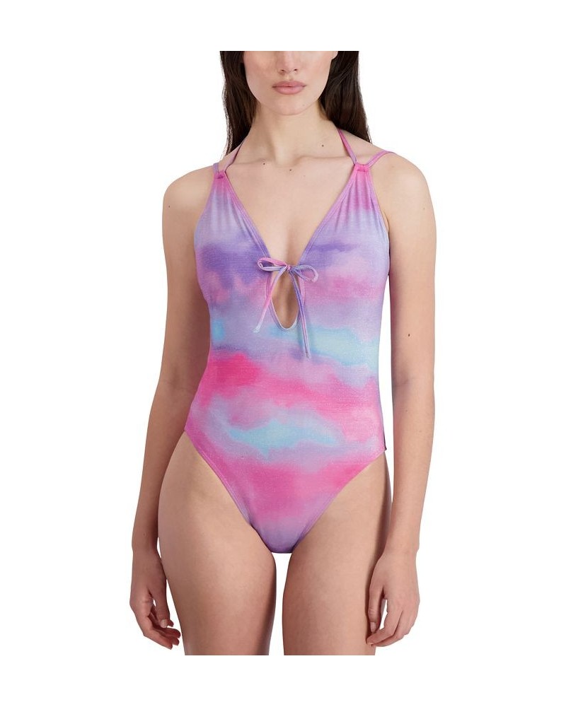 Cloud Nine Keyhole One-Piece Swimsuit Pink & Blue Cloud $39.68 Swimsuits