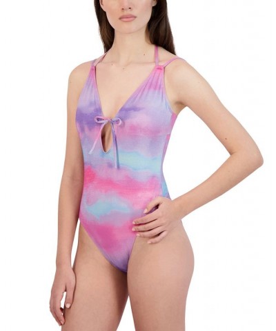 Cloud Nine Keyhole One-Piece Swimsuit Pink & Blue Cloud $39.68 Swimsuits