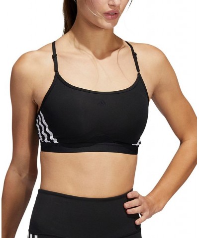 Women's Aeroreact 3-Stripes Low-Impact Sports Bra Black $15.81 Bras