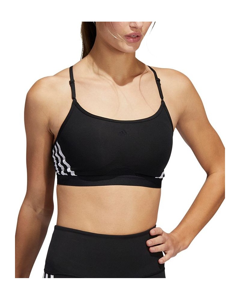 Women's Aeroreact 3-Stripes Low-Impact Sports Bra Black $15.81 Bras