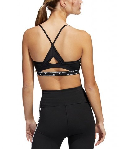 Women's Aeroreact 3-Stripes Low-Impact Sports Bra Black $15.81 Bras