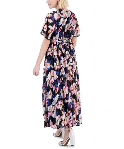 Petite Floral Metallic-Striped Maxi Dress Black Floral $24.22 Dresses