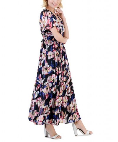 Petite Floral Metallic-Striped Maxi Dress Black Floral $24.22 Dresses