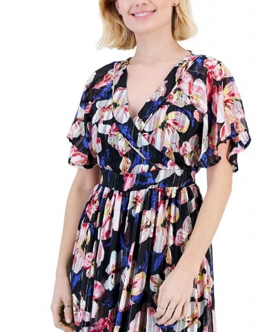 Petite Floral Metallic-Striped Maxi Dress Black Floral $24.22 Dresses