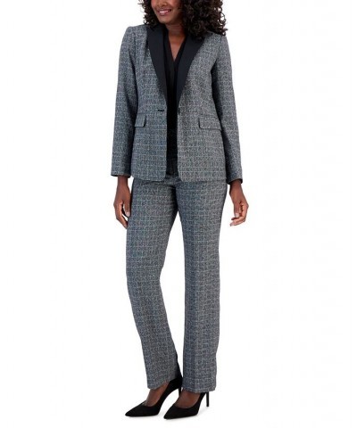 Women's Plaid One-Button Contrast-Collar Pantsuit Regular & Petite Sizes Black $83.30 Pants