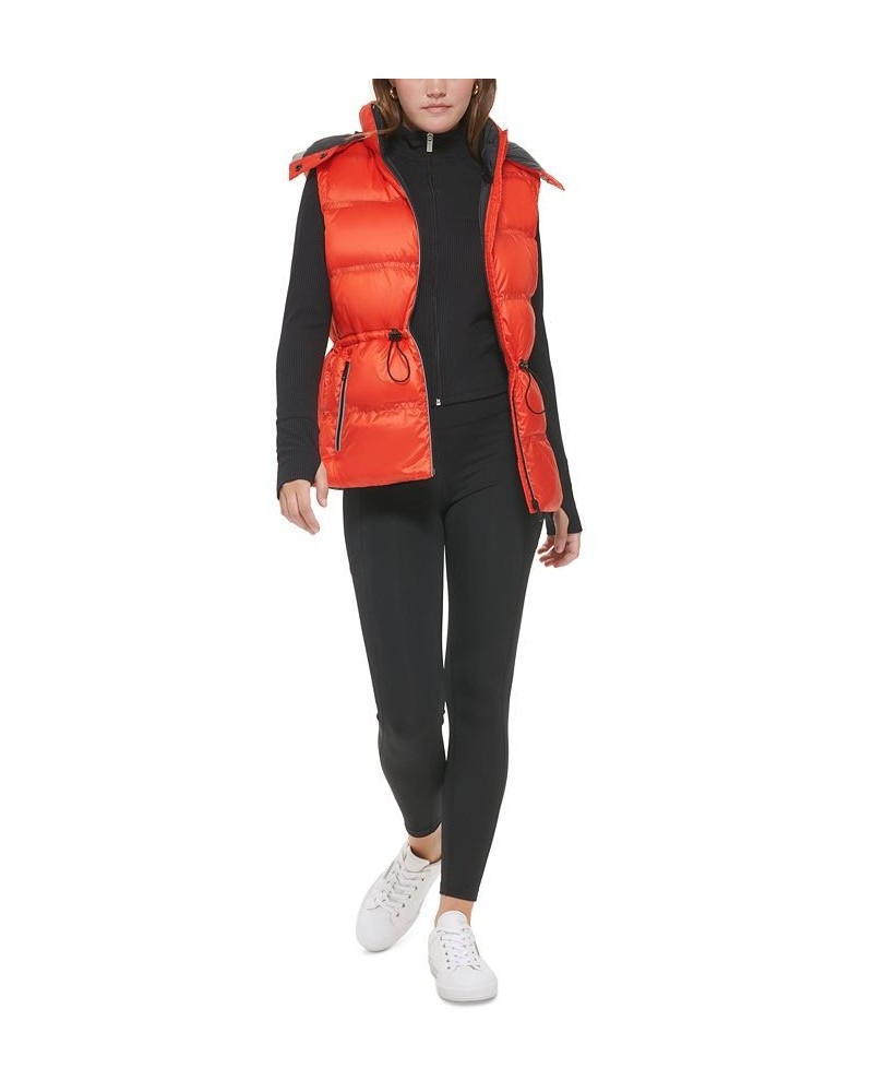 Women's Double-Quilted Hooded Vest Orange $37.38 Jackets