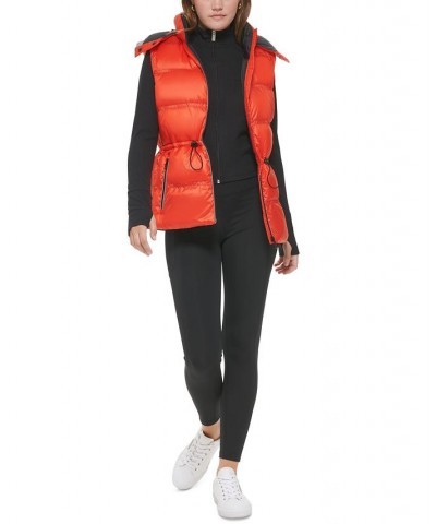 Women's Double-Quilted Hooded Vest Orange $37.38 Jackets