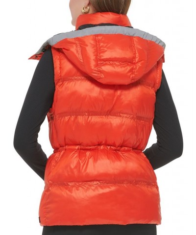 Women's Double-Quilted Hooded Vest Orange $37.38 Jackets