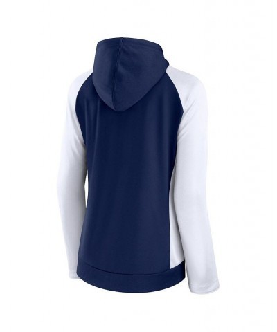 Women's Branded White Navy Dallas Cowboys End Around Raglan Full-Zip Hoodie White $30.80 Sweatshirts