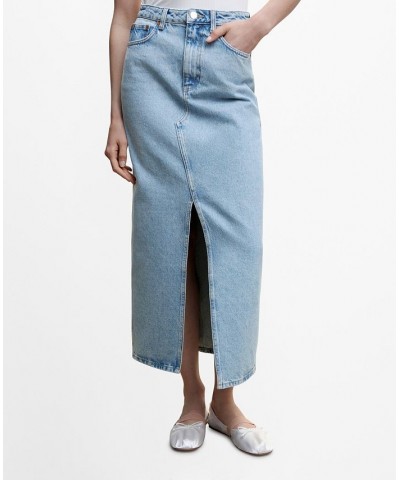 Women's Slit Denim Skirt Medium Blue $37.60 Skirts