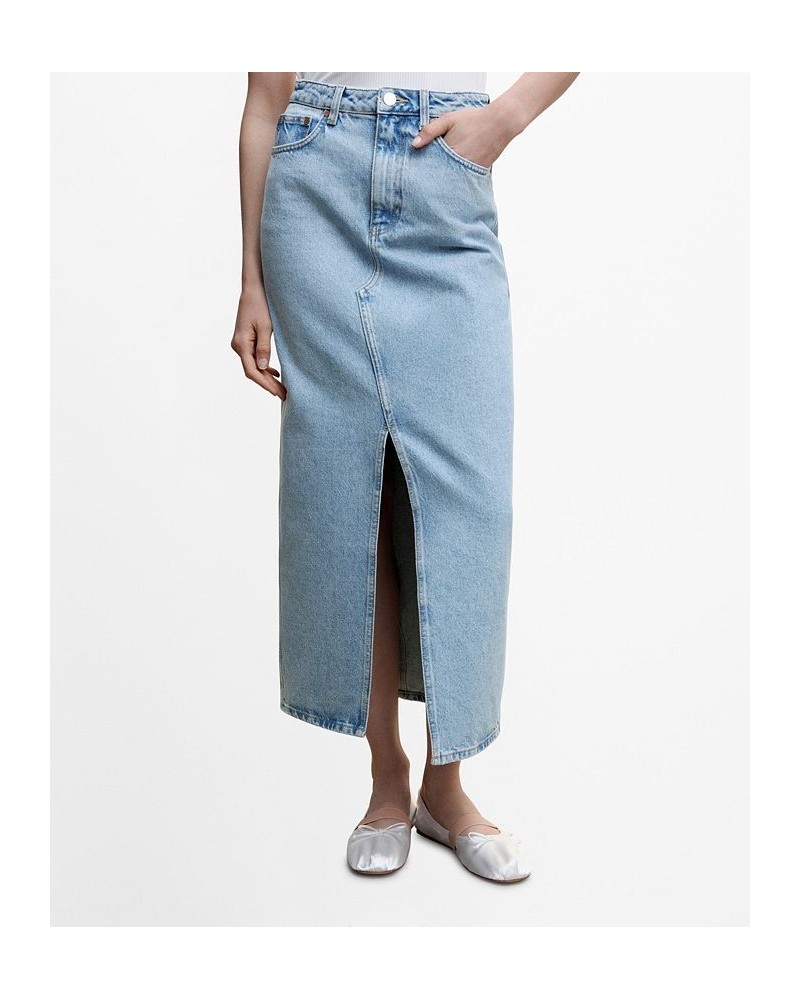 Women's Slit Denim Skirt Medium Blue $37.60 Skirts