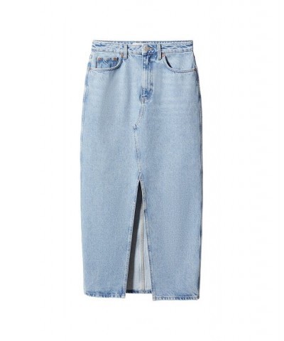 Women's Slit Denim Skirt Medium Blue $37.60 Skirts