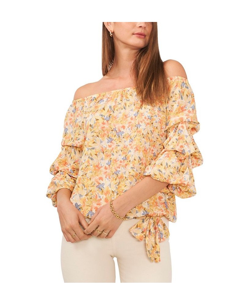 Women's Off The Shoulder Bubble Sleeve Blouse Tangerine $26.98 Tops