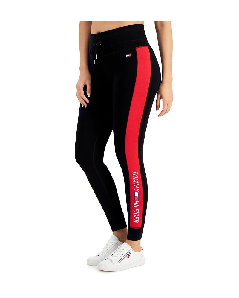 Women's Logo-Stripe High-Rise Full-Length Leggings Black $16.70 Pants