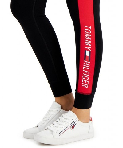 Women's Logo-Stripe High-Rise Full-Length Leggings Black $16.70 Pants