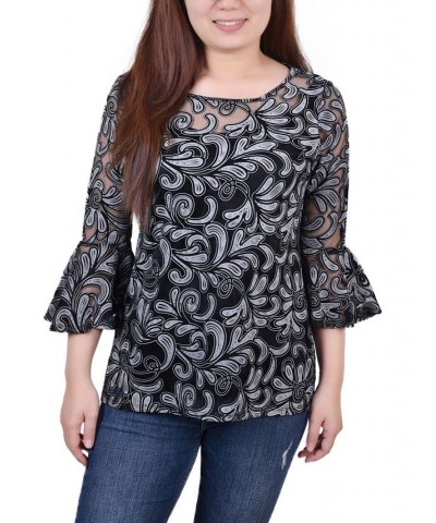 Women's Bell Sleeve Blouse and Solid Camisole Blossom Scrolleaf $19.80 Tops