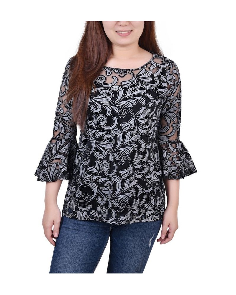 Women's Bell Sleeve Blouse and Solid Camisole Blossom Scrolleaf $19.80 Tops