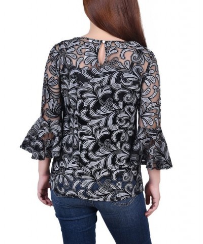 Women's Bell Sleeve Blouse and Solid Camisole Blossom Scrolleaf $19.80 Tops