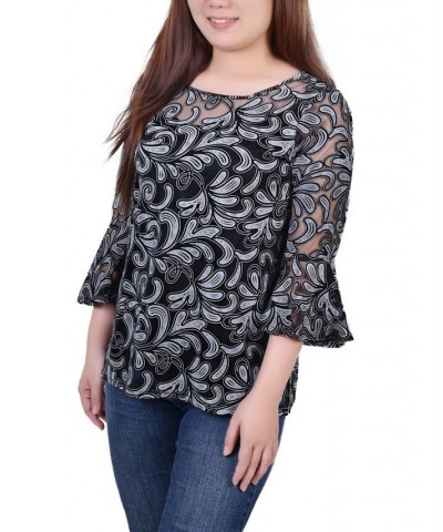 Women's Bell Sleeve Blouse and Solid Camisole Blossom Scrolleaf $19.80 Tops