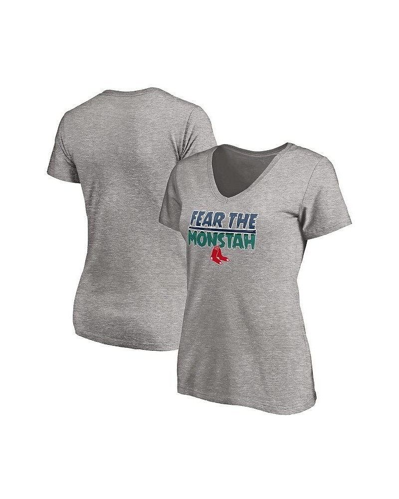 Women's Heathered Gray Boston Red Sox Hometown V-Neck T-shirt Heathered Gray $18.80 Tops