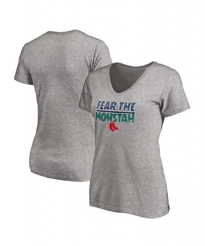 Women's Heathered Gray Boston Red Sox Hometown V-Neck T-shirt Heathered Gray $18.80 Tops