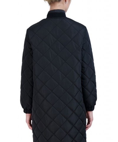 Women's Long Diamond Quilt Jacket Black $29.00 Jackets