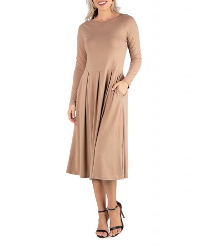 Women's Midi Length Fit and Flare Dress Wine $20.70 Dresses