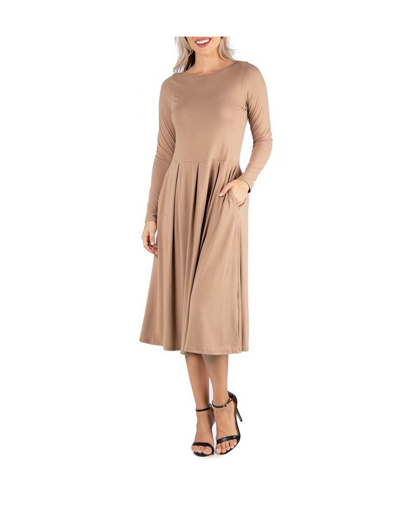 Women's Midi Length Fit and Flare Dress Wine $20.70 Dresses