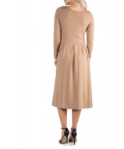 Women's Midi Length Fit and Flare Dress Wine $20.70 Dresses