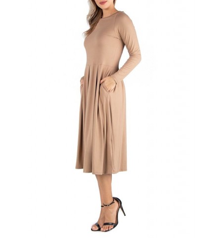 Women's Midi Length Fit and Flare Dress Wine $20.70 Dresses