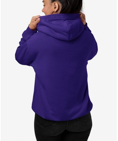 Women's Hooded Word Art Script Love Heart Sweatshirt Top Purple $25.20 Sweatshirts