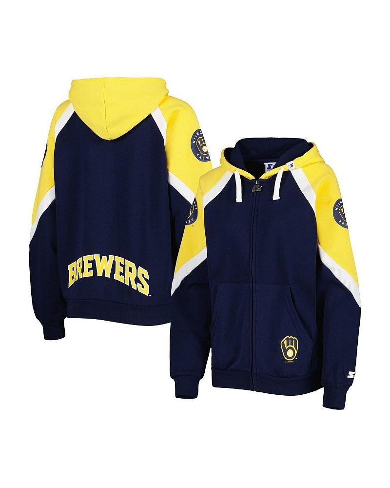 Women's Navy Gold Milwaukee Brewers Hail Mary Full-Zip Hoodie Navy, Gold $38.95 Sweatshirts