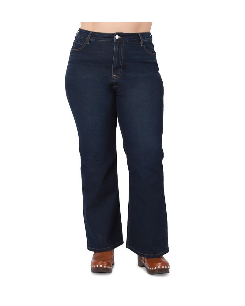 Trendy Plus Size High-Rise Flare-Leg Jeans Dark Wash $19.94 Jeans