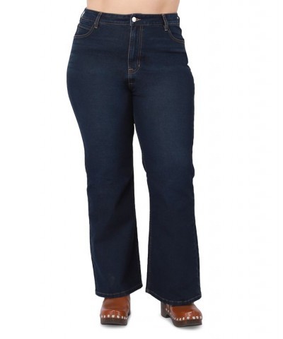 Trendy Plus Size High-Rise Flare-Leg Jeans Dark Wash $19.94 Jeans