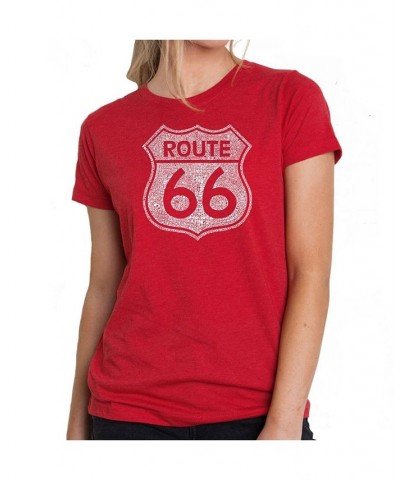 Women's Premium Word Art T-Shirt - Route 66 Red $23.39 Tops