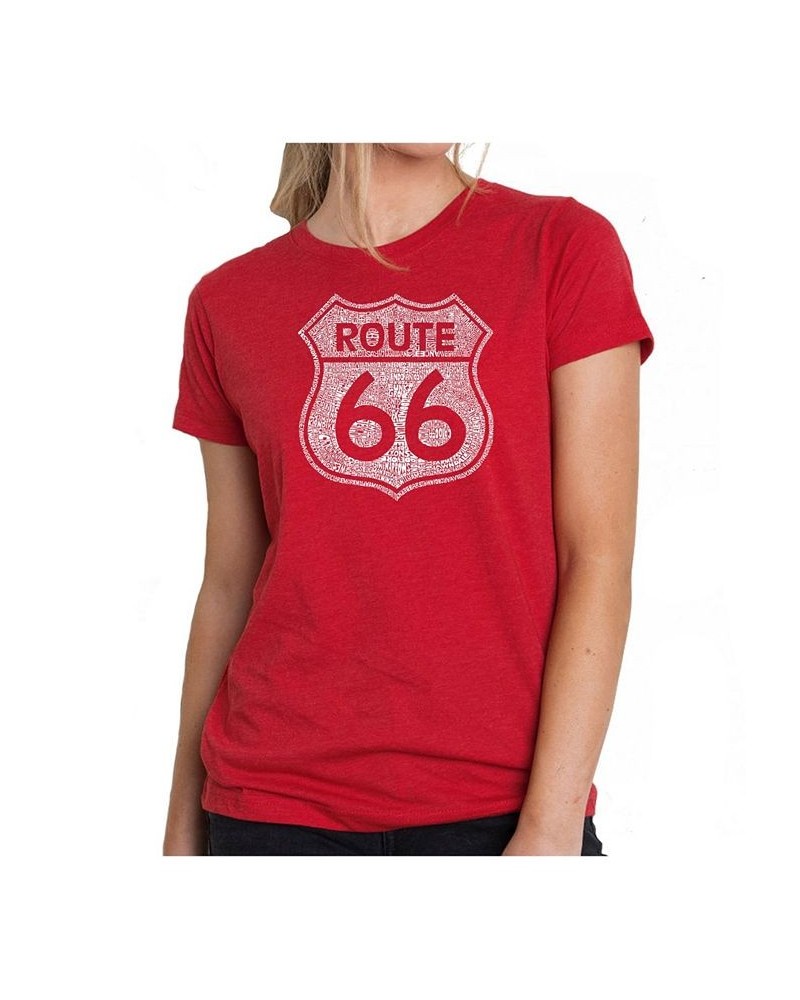 Women's Premium Word Art T-Shirt - Route 66 Red $23.39 Tops