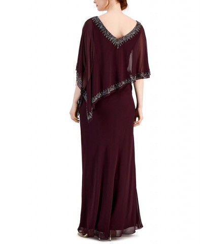 Women's Embellished Asymmetric-Overlay Gown Aubergine Mercury $115.17 Dresses