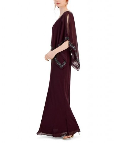 Women's Embellished Asymmetric-Overlay Gown Aubergine Mercury $115.17 Dresses