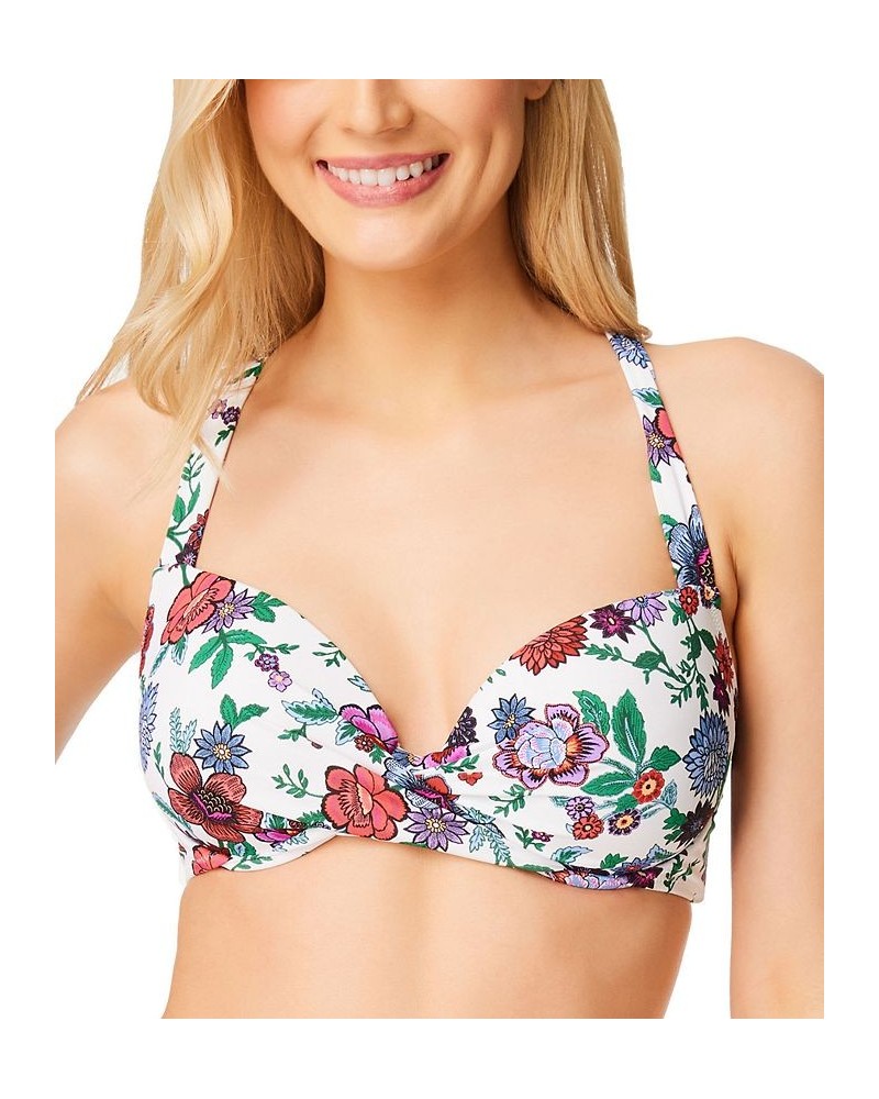 Forget Me Not Twisted Floral Bikini Top White Floral $33.30 Swimsuits